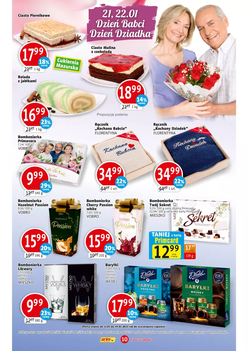 Gazetka promocyjna Prim Market - Gazetka - ważna 13.01 do 19.01.2022 - strona 10 - produkty: Koc, Kret, Piernik, Prima, Primavera, Ręcznik, Rolada, Whisky