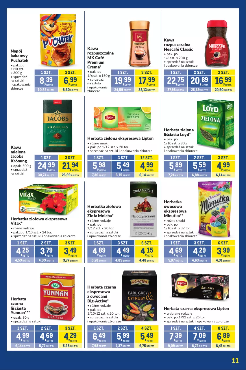 Gazetka promocyjna Makro - Kupujesz więcej płacisz mniej - ważna 21.01 do 17.02.2025 - strona 11 - produkty: Herbata, Herbata czarna, Jacobs, Jacobs Krönung, Kakao, Kawa, Kawa mielona, Kawa rozpuszczalna, Lipton, Loyd, Napój, Nescafé, Vitax