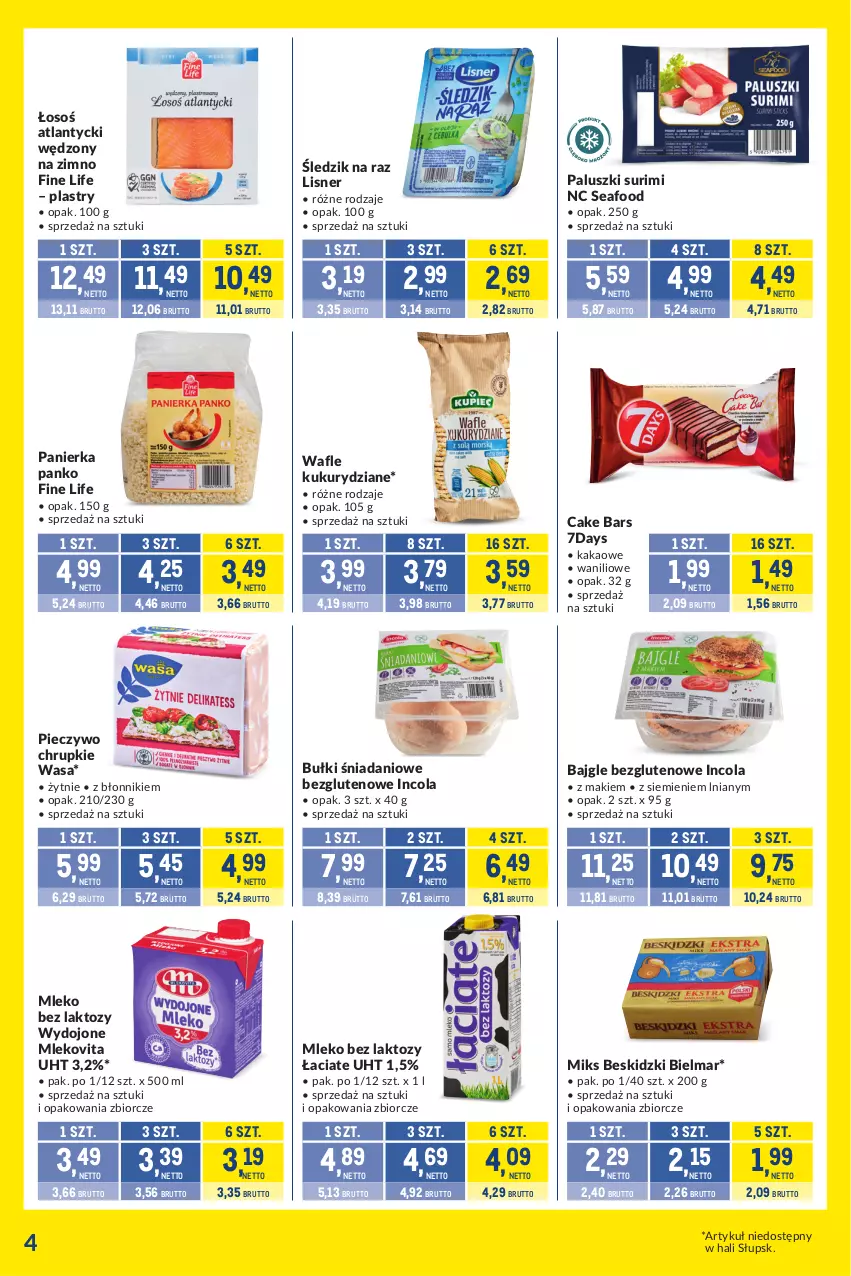 Gazetka promocyjna Makro - Kupujesz więcej płacisz mniej - ważna 21.01 do 17.02.2025 - strona 4 - produkty: Bajgle, Beskidzki, Chrupki, Danio, Kakao, Lisner, Mleko, Mleko bez laktozy, Mlekovita, Piec, Pieczywo, Pieczywo chrupkie, Surimi, Wafle, Wasa