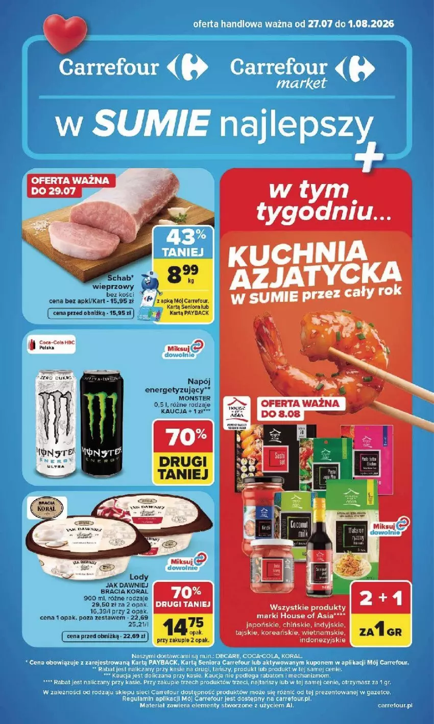 Gazetka promocyjna Carrefour - Gazetka Carrefour, Market w SUMIE najlepsz, od poniedziałku - ważna 27.07 do 01.08.2026 - strona 1 - produkty: Fa, House of Asia, Por