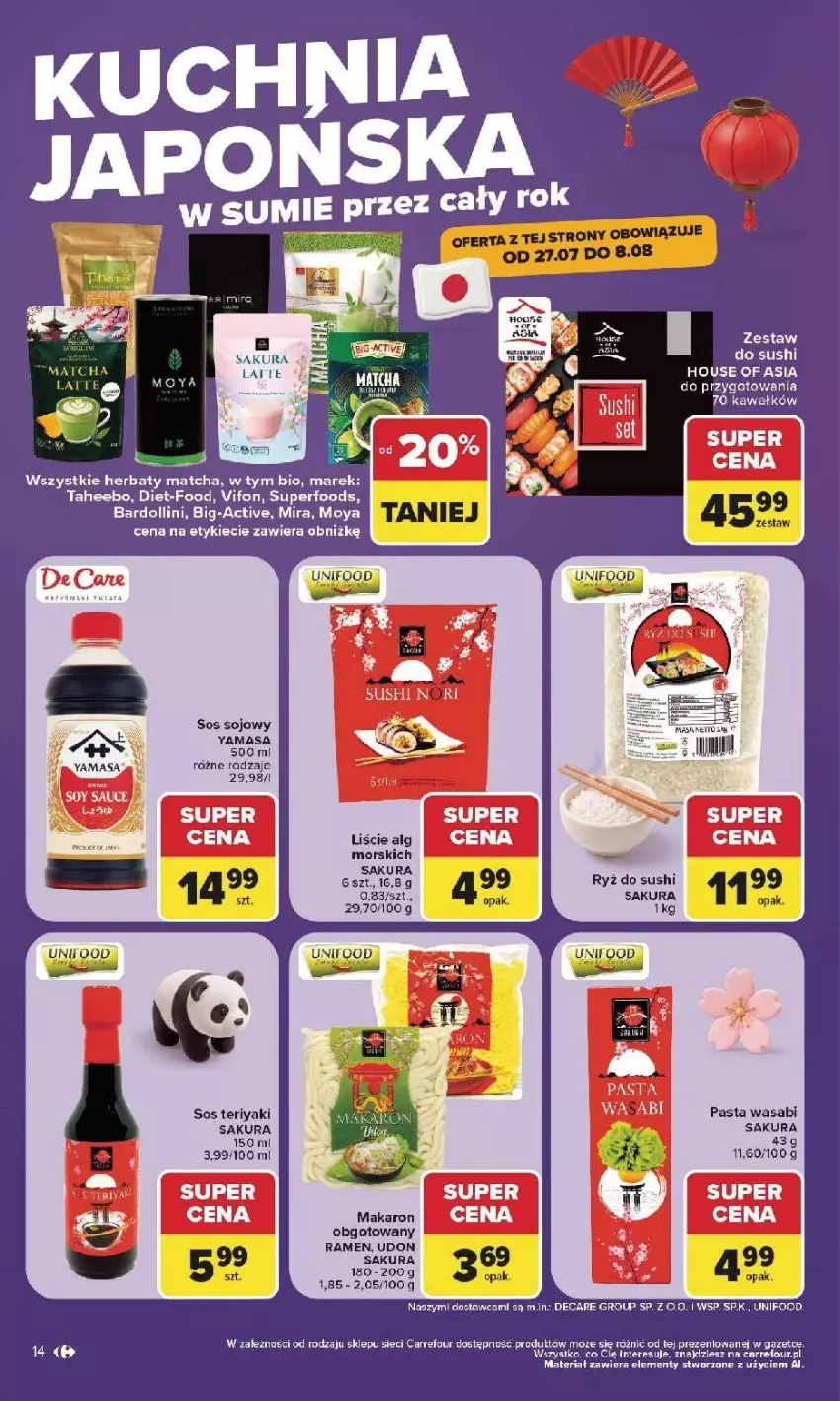 Gazetka promocyjna Carrefour - Gazetka Carrefour, Market w SUMIE najlepsz, od poniedziałku - ważna 27.07 do 01.08.2026 - strona 16 - produkty: House of Asia, Kawa, LG, Pasta wasabi, Sos, Sos sojowy, Sushi, Wasa, Zestaw do sushi