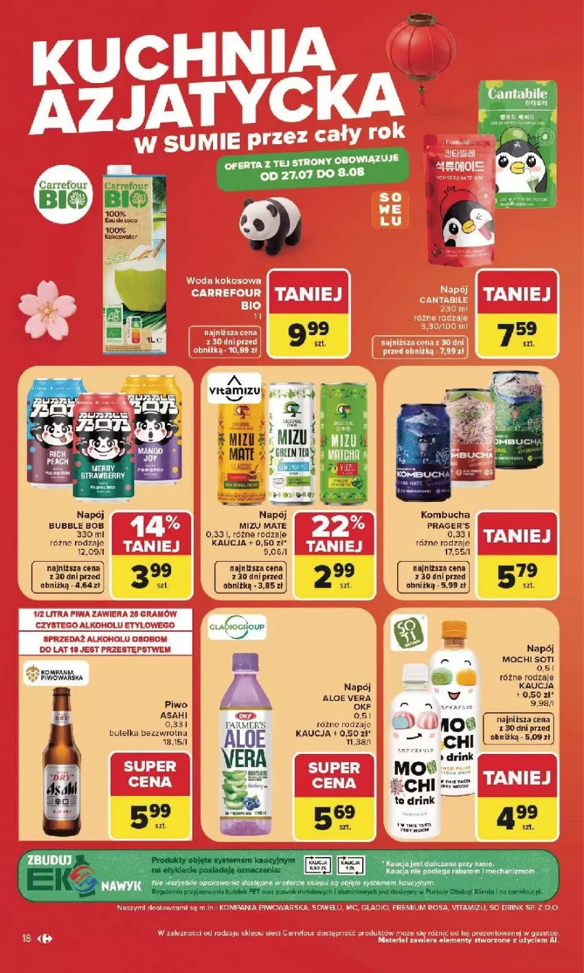 Gazetka promocyjna Carrefour - Gazetka Carrefour, Market w SUMIE najlepsz, od poniedziałku - ważna 27.07 do 01.08.2026 - strona 20 - produkty: Aloe vera, Asahi, Fa, Gra, Kaki, Napój, Piwa, Piwo
