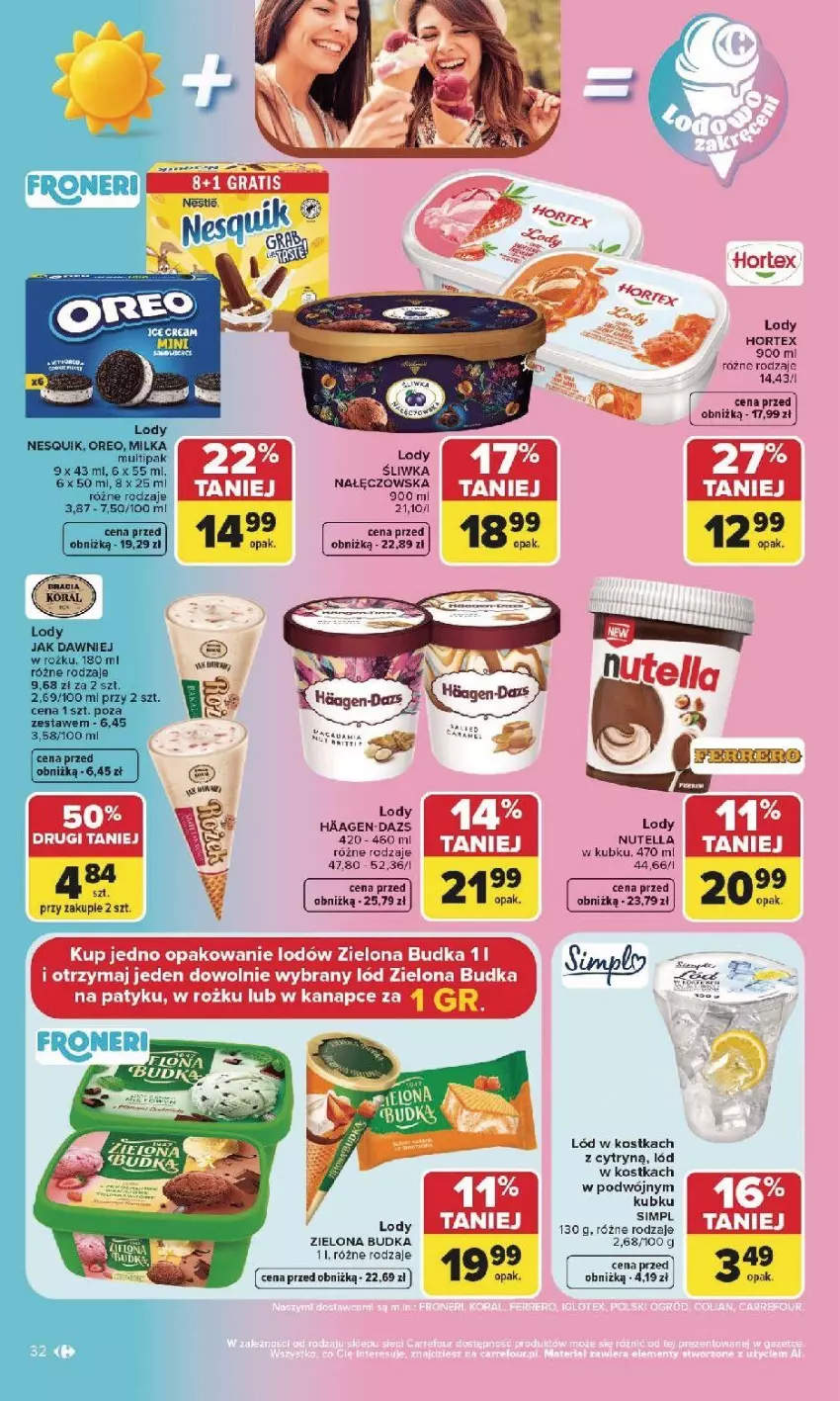 Gazetka promocyjna Carrefour - Gazetka Carrefour, Market w SUMIE najlepsz, od poniedziałku - ważna 27.07 do 01.08.2026 - strona 34 - produkty: Hortex, Lody, Milka, Nesquik, Nutella, Oreo, Zielona Budka