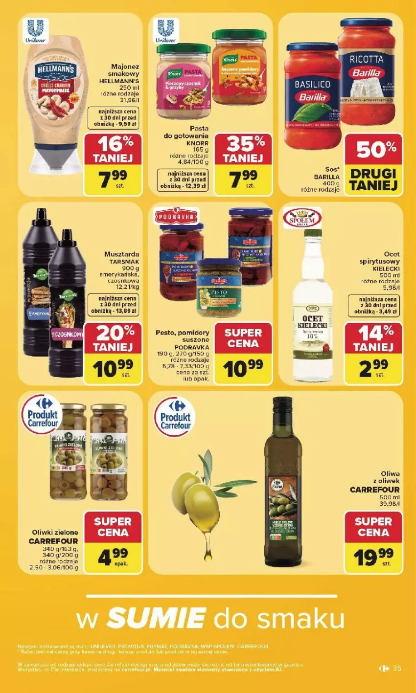 Gazetka promocyjna Carrefour - Gazetka Carrefour, Market w SUMIE najlepsz, od poniedziałku - ważna 27.07 do 01.08.2026 - strona 37 - produkty: Barilla, Knorr, Majonez, Mus, Musztarda, Ocet, Oliwa, Oliwa z oliwek, Oliwki, Oliwki zielone, Pesto, Podravka, Pomidory