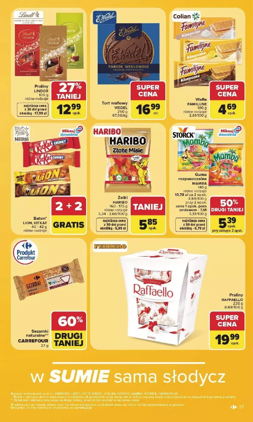 Gazetka promocyjna Carrefour - Gazetka Carrefour, Market w SUMIE najlepsz, od poniedziałku - ważna 27.07 do 01.08.2026 - strona 39 - produkty: Baton, Fa, Mamba, Praliny, Raffaello, Sezam