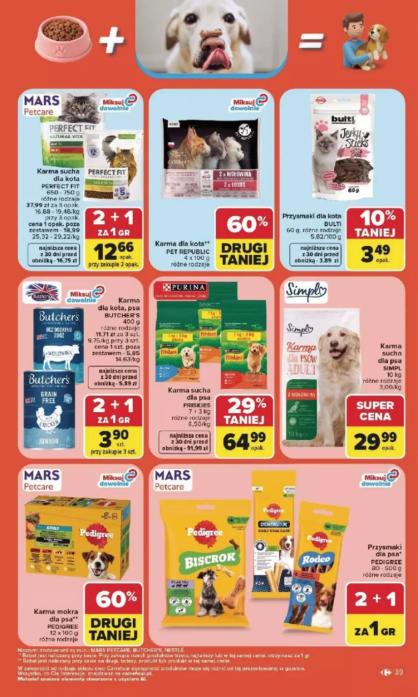 Gazetka promocyjna Carrefour - Gazetka Carrefour, Market w SUMIE najlepsz, od poniedziałku - ważna 27.07 do 01.08.2026 - strona 41 - produkty: Butcher's, Friskies, Pedigree, Por, Przysmaki