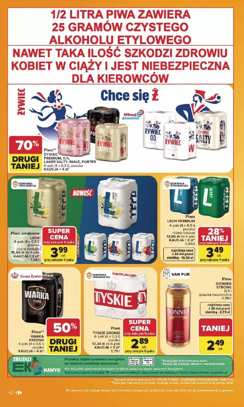 Gazetka promocyjna Carrefour - Gazetka Carrefour, Market w SUMIE najlepsz, od poniedziałku - ważna 27.07 do 01.08.2026 - strona 44 - produkty: Fa, Lech Premium, Piwa, Piwo, Por, Pur, Tyskie, Warka