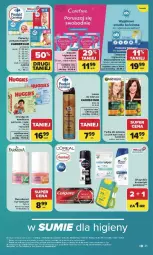 Gazetka promocyjna Carrefour - Gazetka Carrefour, Market w SUMIE najlepsz, od poniedziałku - Gazetka - ważna od 01.08 do 01.08.2026 - strona 47 - produkty: Pur, Pieluchy, Dezodorant, Majtki, Bieluch, Huggies, Chusteczki, Carefree, Garnier, Lakier do włosów, Pieluchomajtki, Wkładki, O.B., Lakier, Farba do włosów, Fa