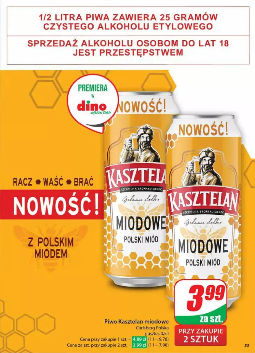 Gazetka promocyjna Dino - ważna 05.02 do 11.02.2025 - strona 49 - produkty: Carlsberg, Gra, Kasztelan, Miód, Piwa, Piwo