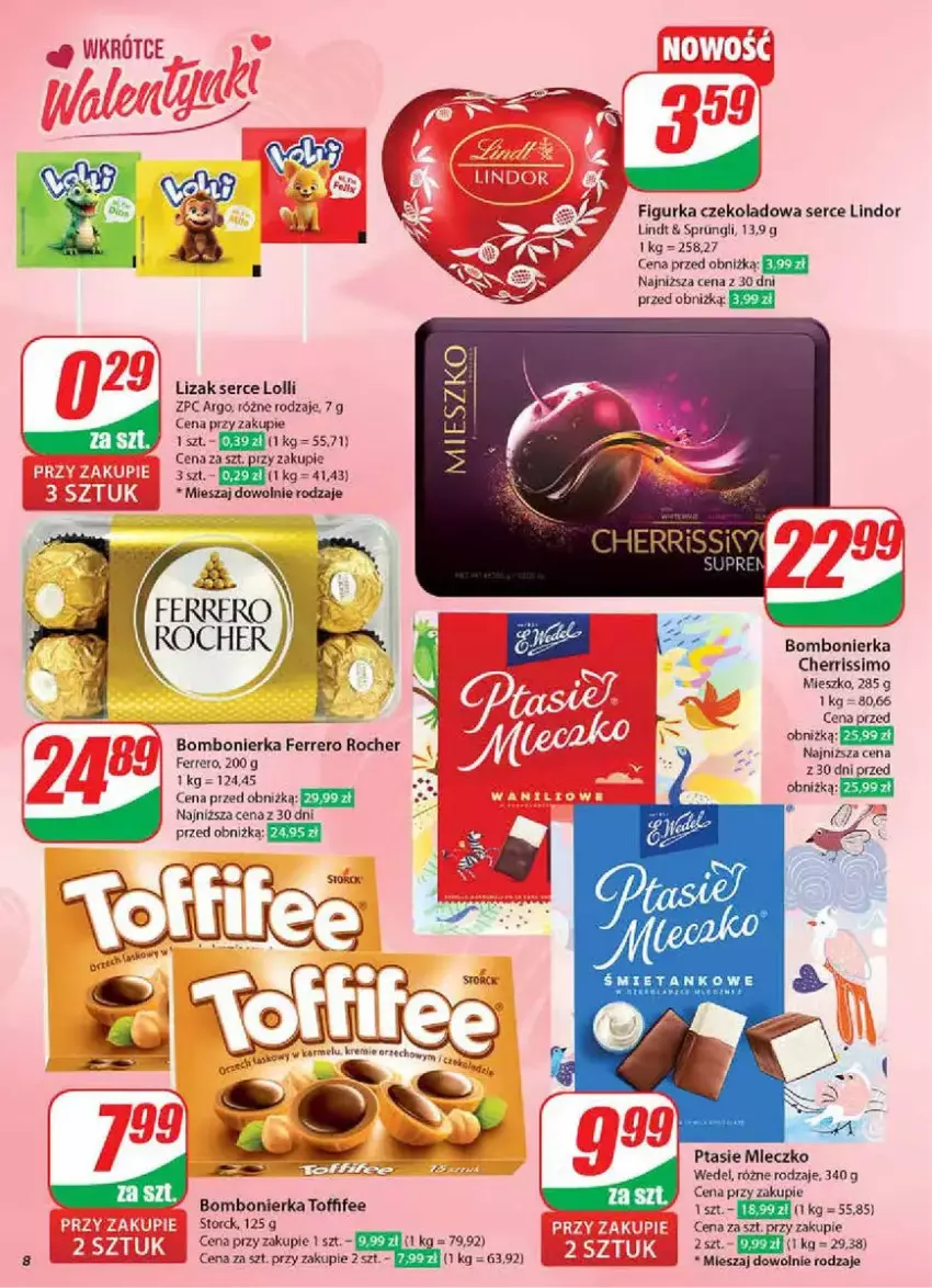 Gazetka promocyjna Dino - ważna 05.02 do 11.02.2025 - strona 69 - produkty: Ferrero, Ferrero Rocher, Lindor, Mleczko, Ptasie mleczko, Ser