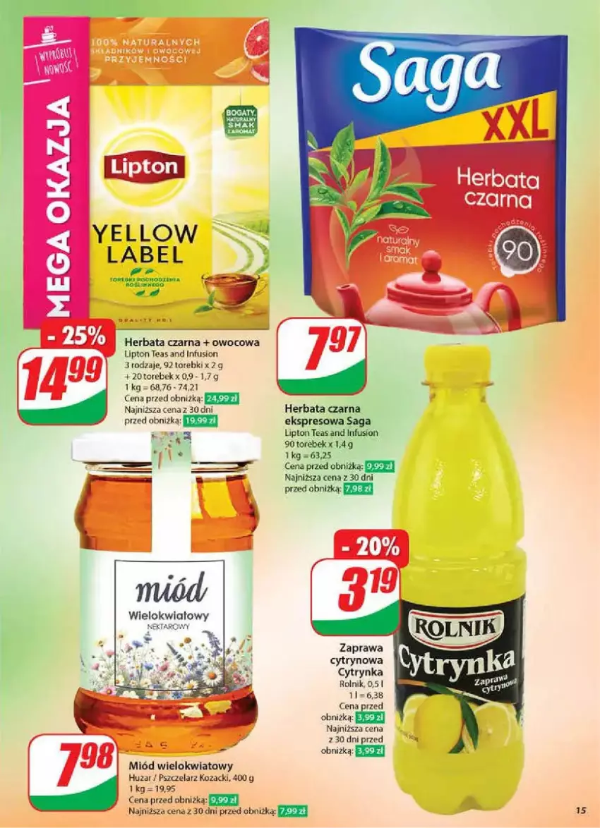 Gazetka promocyjna Dino - ważna 05.02 do 11.02.2025 - strona 7 - produkty: Fa, Fusion, Herbata, Herbata czarna, Lipton, Miód, Rolnik, Saga