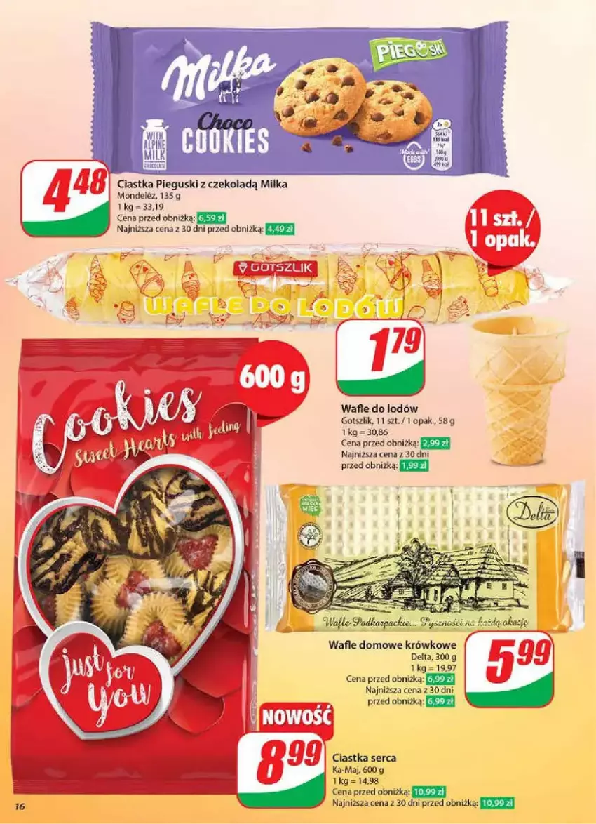 Gazetka promocyjna Dino - ważna 05.02 do 11.02.2025 - strona 8 - produkty: Ciastka, Milka, Ser, Wafle, Wafle do lodów