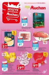 Gazetka promocyjna Auchan - Gazetka Koszyk Oszczędności Moje Auchan - Gazetka - ważna od 15.02 do 15.02.2023 - strona 1 - produkty: Mięso mielone, Ser, Szynka wieprzowa, Cytryny, O nas, Dilmah, Szynka, Kotlet, Mięso, Lindt, Fa