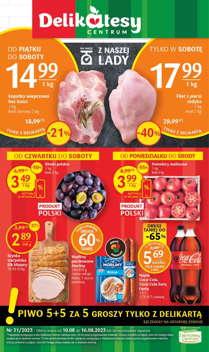 Gazetka promocyjna Delikatesy Centrum - Gazetka DC31 v.2 - ważna 10.08 do 16.08.2023 - strona 1 - produkty: Coca-Cola, Fa, Gin, Napój, Olej, Pomidory, Rum