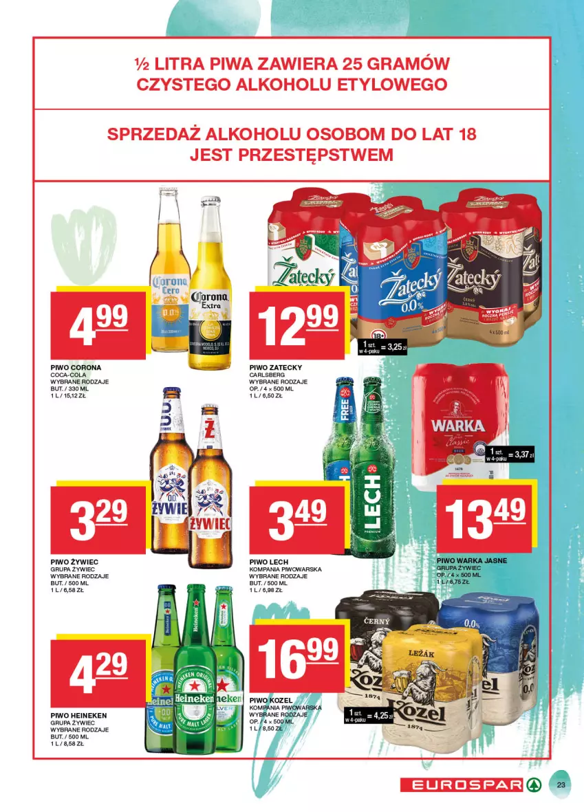 Gazetka promocyjna Spar - EuroSpar - ważna 17.03 do 27.03.2024 - strona 23 - produkty: Carlsberg, Coca-Cola, Heineken, Piwo