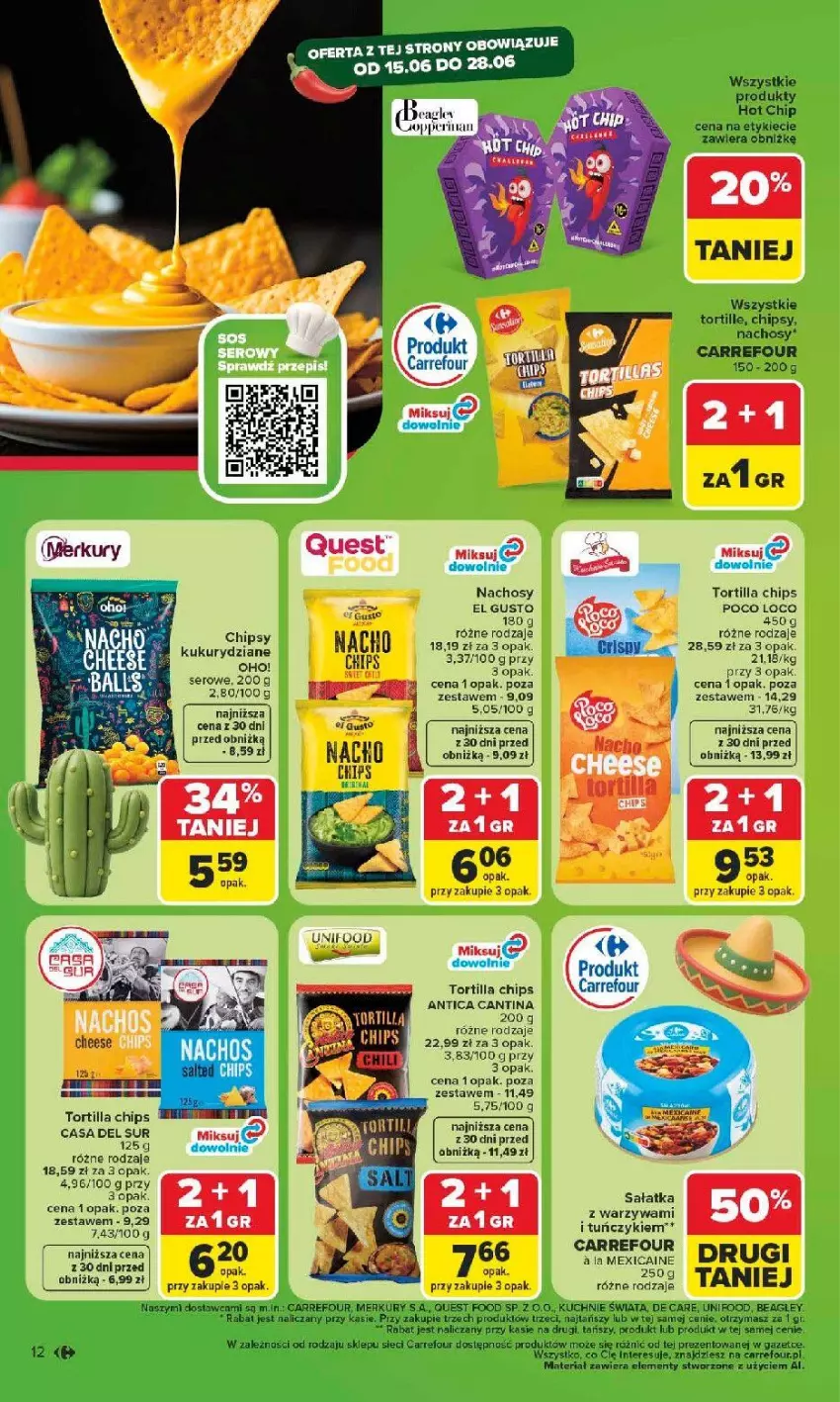 Gazetka promocyjna Carrefour - Gazetka Carrefour, Market w SUMIE najlpeszy, od poniedziałku - ważna 15.06 do 20.06.2026 - strona 14 - produkty: Chipsy, Laur, Poco Loco, Sałat, Sałatka, Tortilla, Tortilla Chips, Warzywa