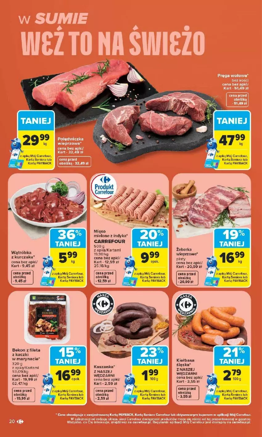 Gazetka promocyjna Carrefour - Gazetka Carrefour, Market w SUMIE najlpeszy, od poniedziałku - ważna 15.06 do 20.06.2026 - strona 22 - produkty: Beko, Fa, Kasza, Kaszanka, Kiełbasa, Kurczak, LG, Mięso, Mięso mielone, Ser