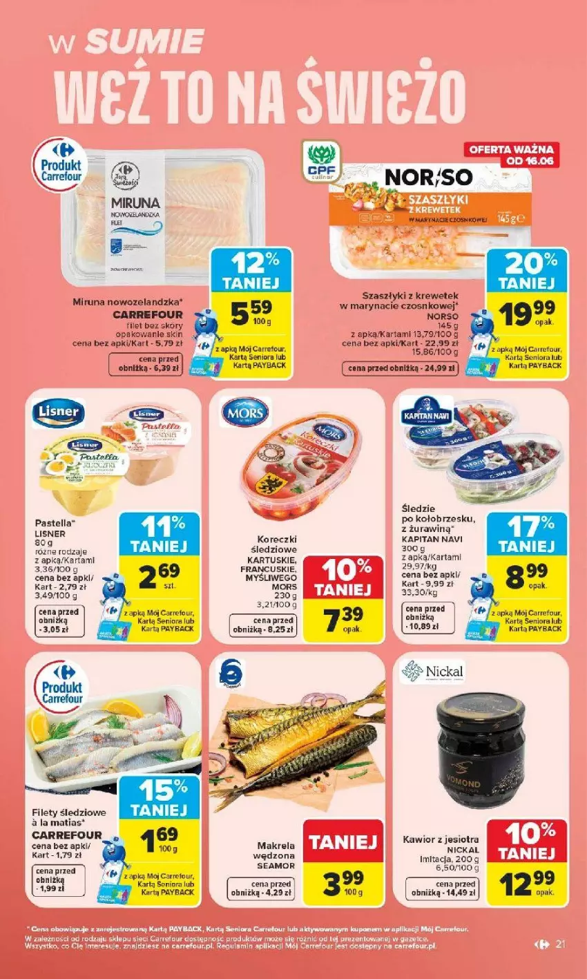 Gazetka promocyjna Carrefour - Gazetka Carrefour, Market w SUMIE najlpeszy, od poniedziałku - ważna 15.06 do 20.06.2026 - strona 23 - produkty: Fa, Kawior, Lisner, Miruna, Pastella