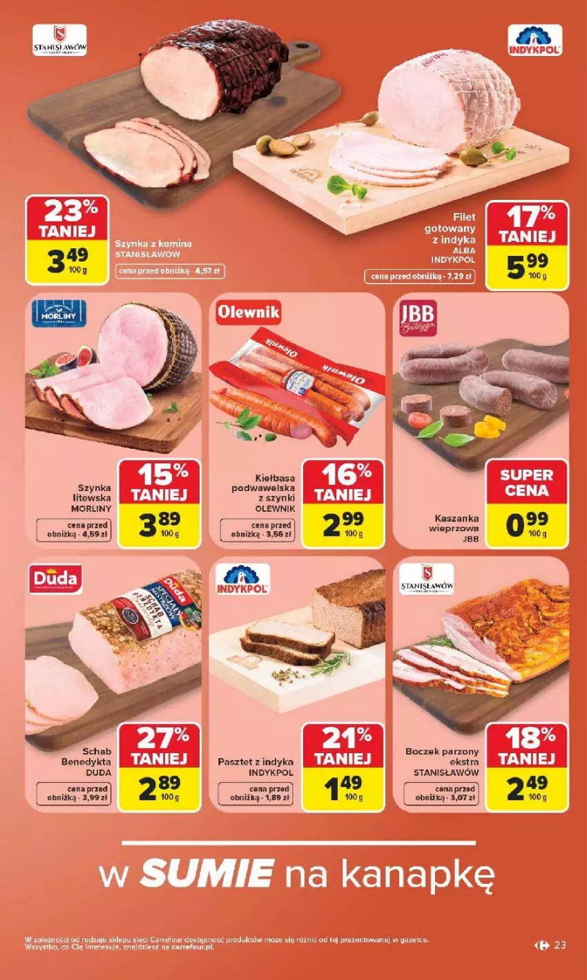 Gazetka promocyjna Carrefour - Gazetka Carrefour, Market w SUMIE najlpeszy, od poniedziałku - ważna 15.06 do 20.06.2026 - strona 25 - produkty: Boczek, Duda, Fa, Kasza, Kaszanka, Kiełbasa, Morliny, Olewnik, Pasztet, Szynka, Wawel