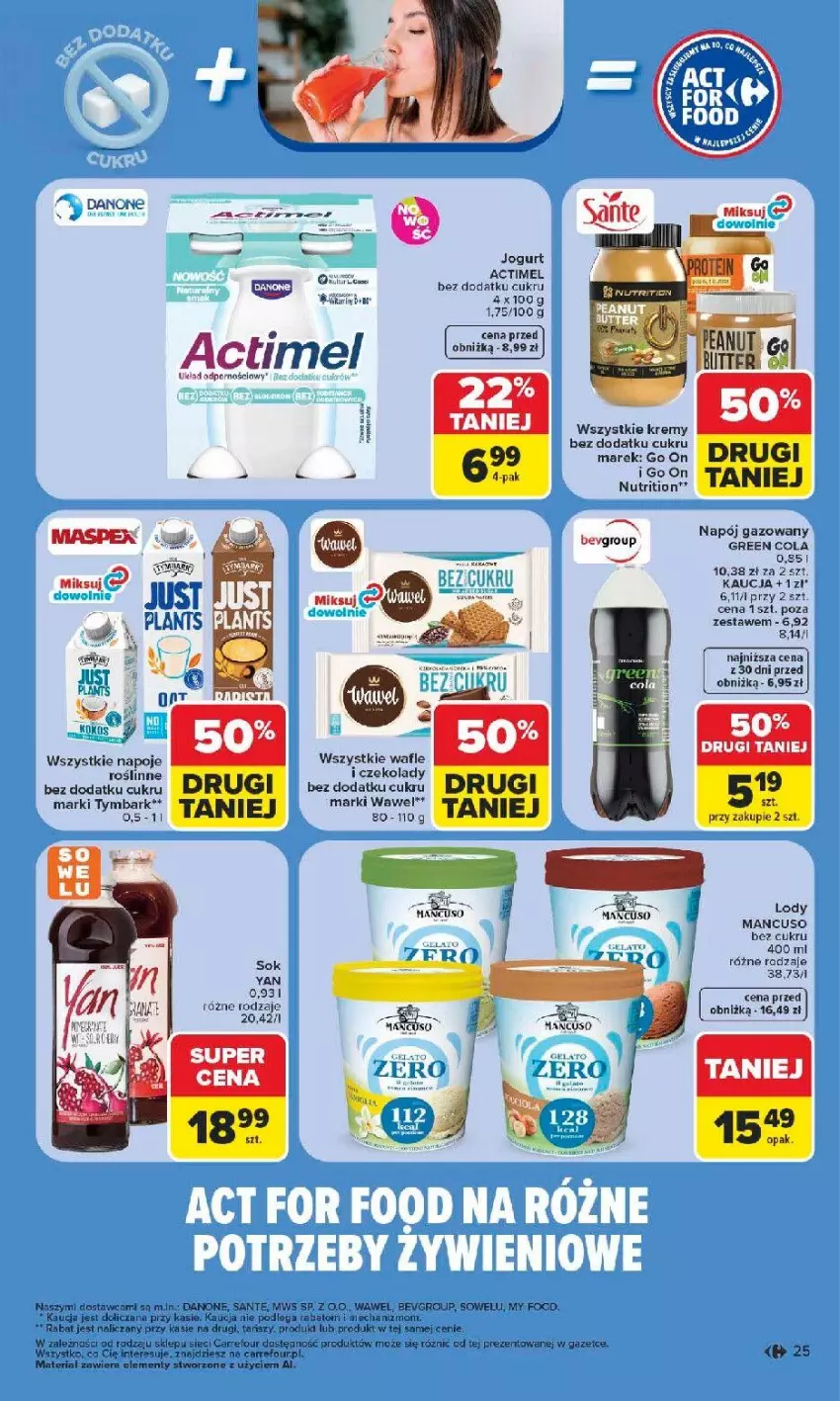 Gazetka promocyjna Carrefour - Gazetka Carrefour, Market w SUMIE najlpeszy, od poniedziałku - ważna 15.06 do 20.06.2026 - strona 27 - produkty: Actimel, Danone, Jogurt, Napój, Napój gazowany, Napoje, Por, Tymbark, Wafle, Wawel