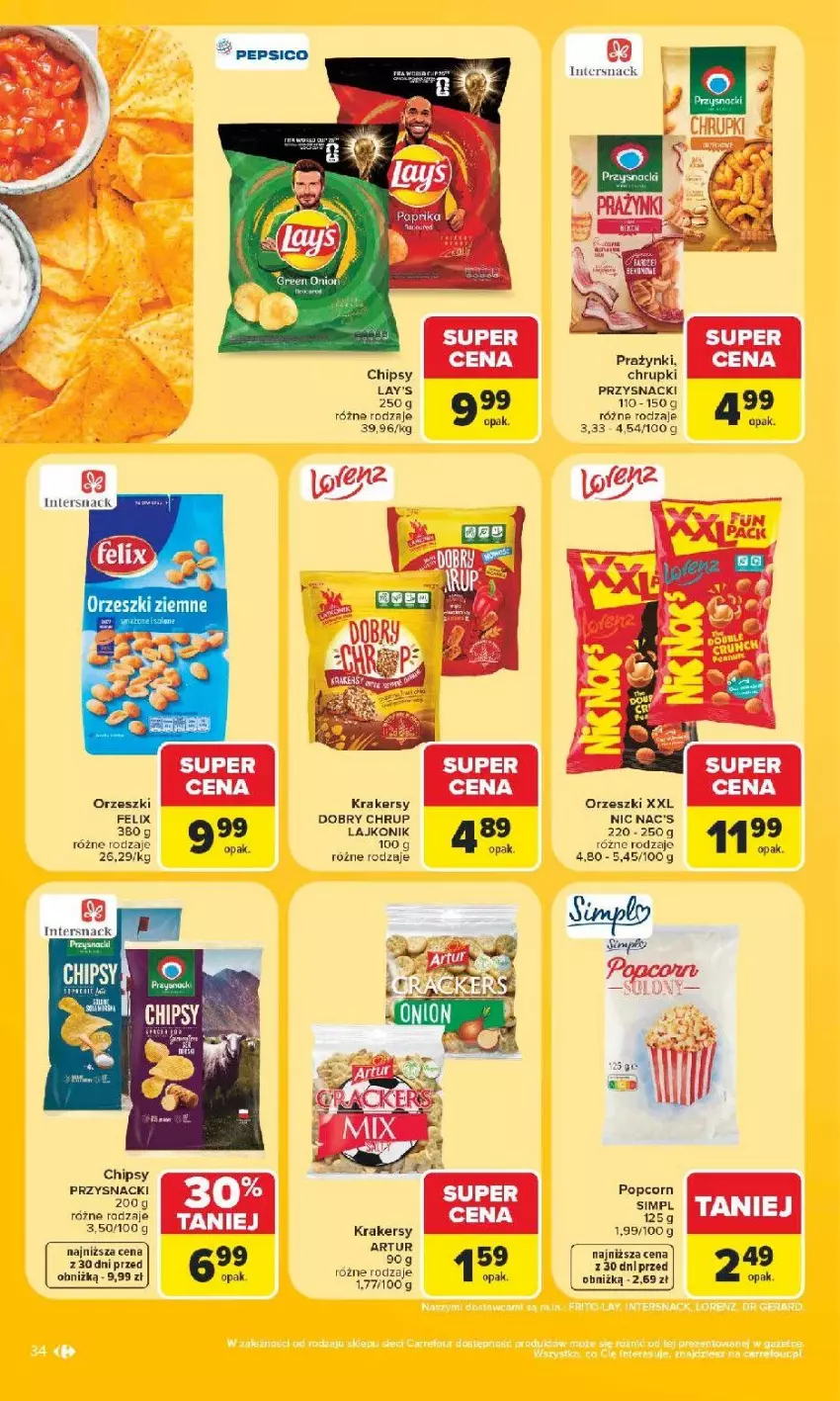 Gazetka promocyjna Carrefour - Gazetka Carrefour, Market w SUMIE najlpeszy, od poniedziałku - ważna 15.06 do 20.06.2026 - strona 36 - produkty: Chipsy, Chrupki, Felix, Krakersy, Lajkonik, Orzeszki, Pepsi, Popcorn, Przysnacki