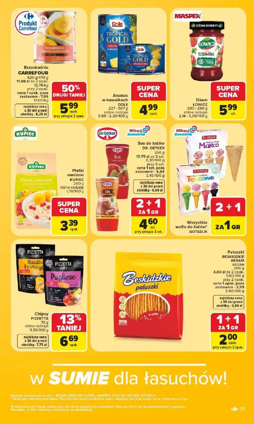 Gazetka promocyjna Carrefour - Gazetka Carrefour, Market w SUMIE najlpeszy, od poniedziałku - ważna 15.06 do 20.06.2026 - strona 37 - produkty: Aksam, Ananas, Brzoskwinie, Chipsy, Dr. Oetker, Kawa, Kupiec, Piec, Sos