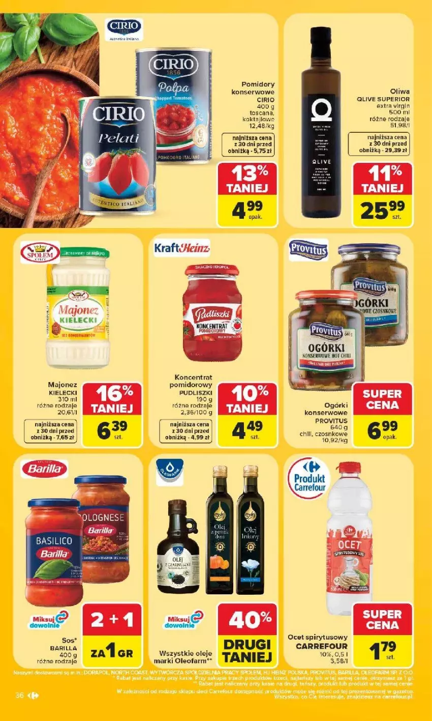 Gazetka promocyjna Carrefour - Gazetka Carrefour, Market w SUMIE najlpeszy, od poniedziałku - ważna 15.06 do 20.06.2026 - strona 38 - produkty: Fa, Gin, Heinz, Majonez, Ocet, Olej, Oleo, Pomidory, Pudliszki, Ser, Sos