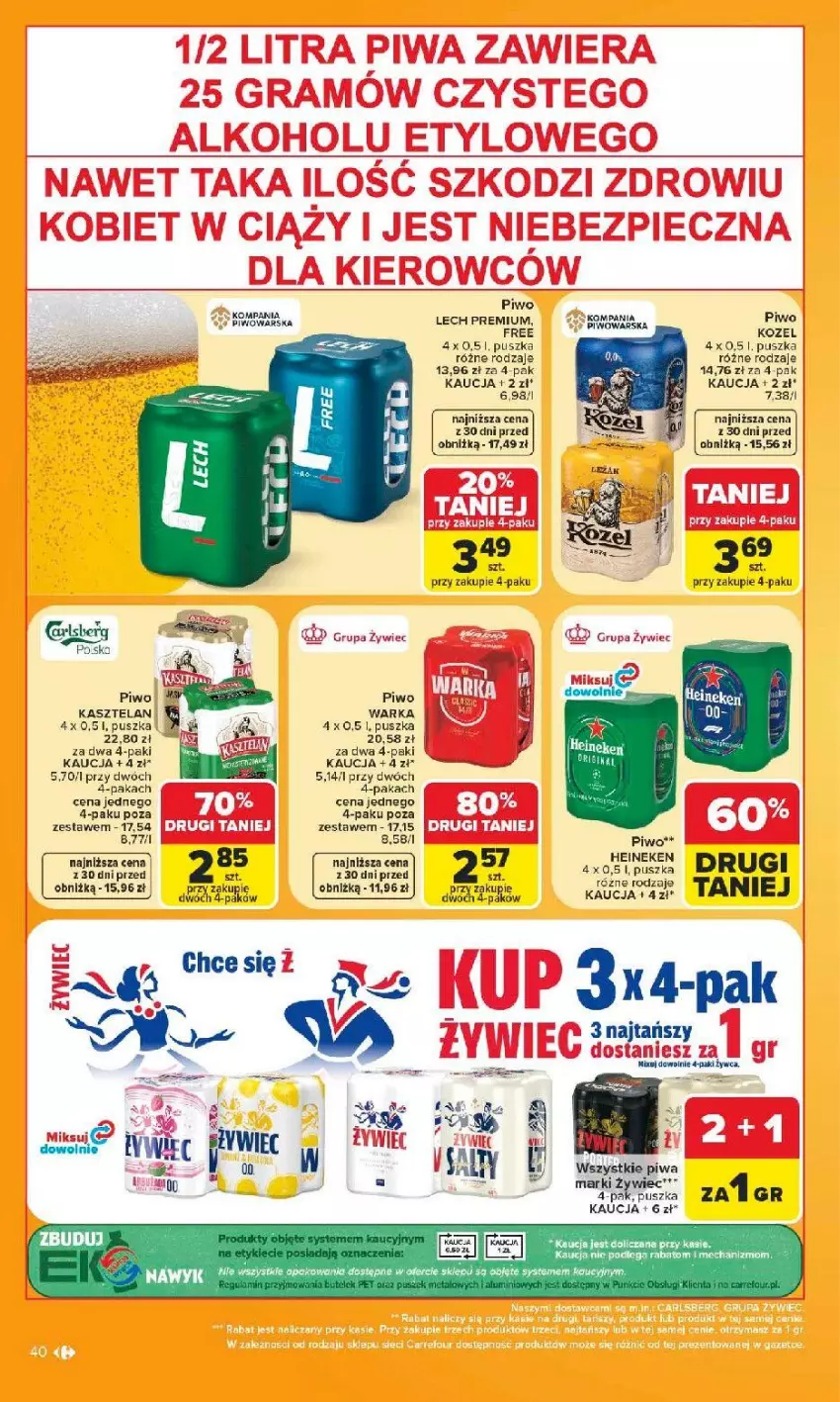 Gazetka promocyjna Carrefour - Gazetka Carrefour, Market w SUMIE najlpeszy, od poniedziałku - ważna 15.06 do 20.06.2026 - strona 42 - produkty: Fa, Heineken, Kasztelan, Lech Premium, Piwa, Piwo, Ser, Warka