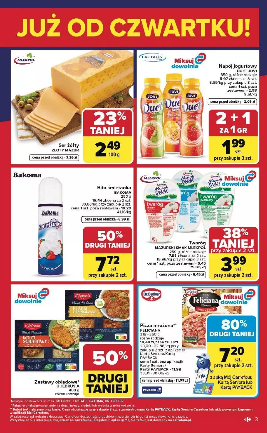 Gazetka promocyjna Carrefour - Gazetka Weekend okazji już od czwartku! - ważna 09.04 do 11.04.2026 - strona 3 - produkty: Bakoma, Fa, Feliciana, Gra, Jogurt, Pizza, Por, Ser, Złoty Mazur