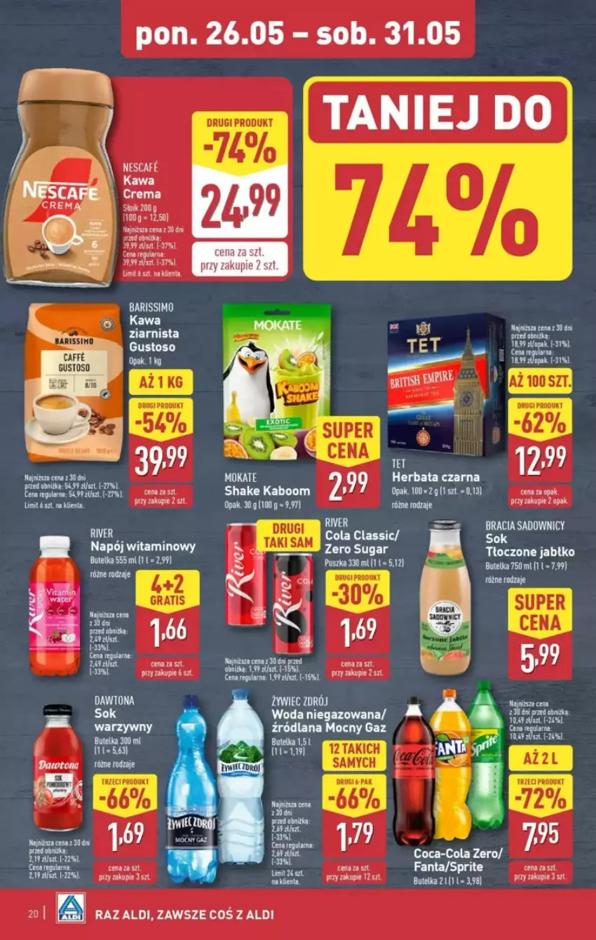 Gazetka promocyjna Aldi - ważna 25.05 do 31.05.2025 - strona 13 - produkty: Dawtona, Fa, Fanta, Herbata, Herbata czarna, Kawa, Keen, LANA, Napój, Sok, Sprite, Woda, Woda niegazowana