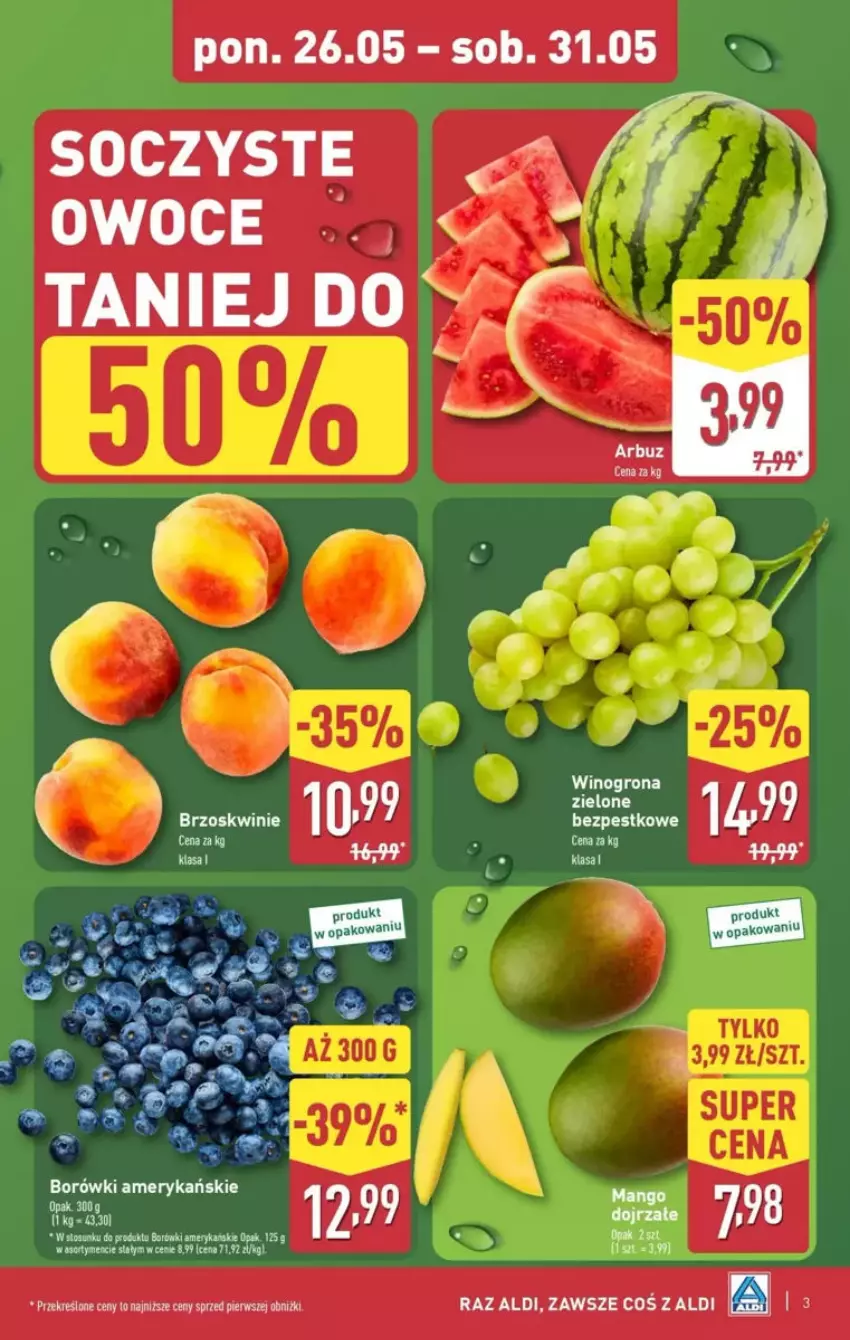 Gazetka promocyjna Aldi - ważna 25.05 do 31.05.2025 - strona 23 - produkty: Arbuz, Brzoskwinie, Mango, Owoce, Wino, Winogrona