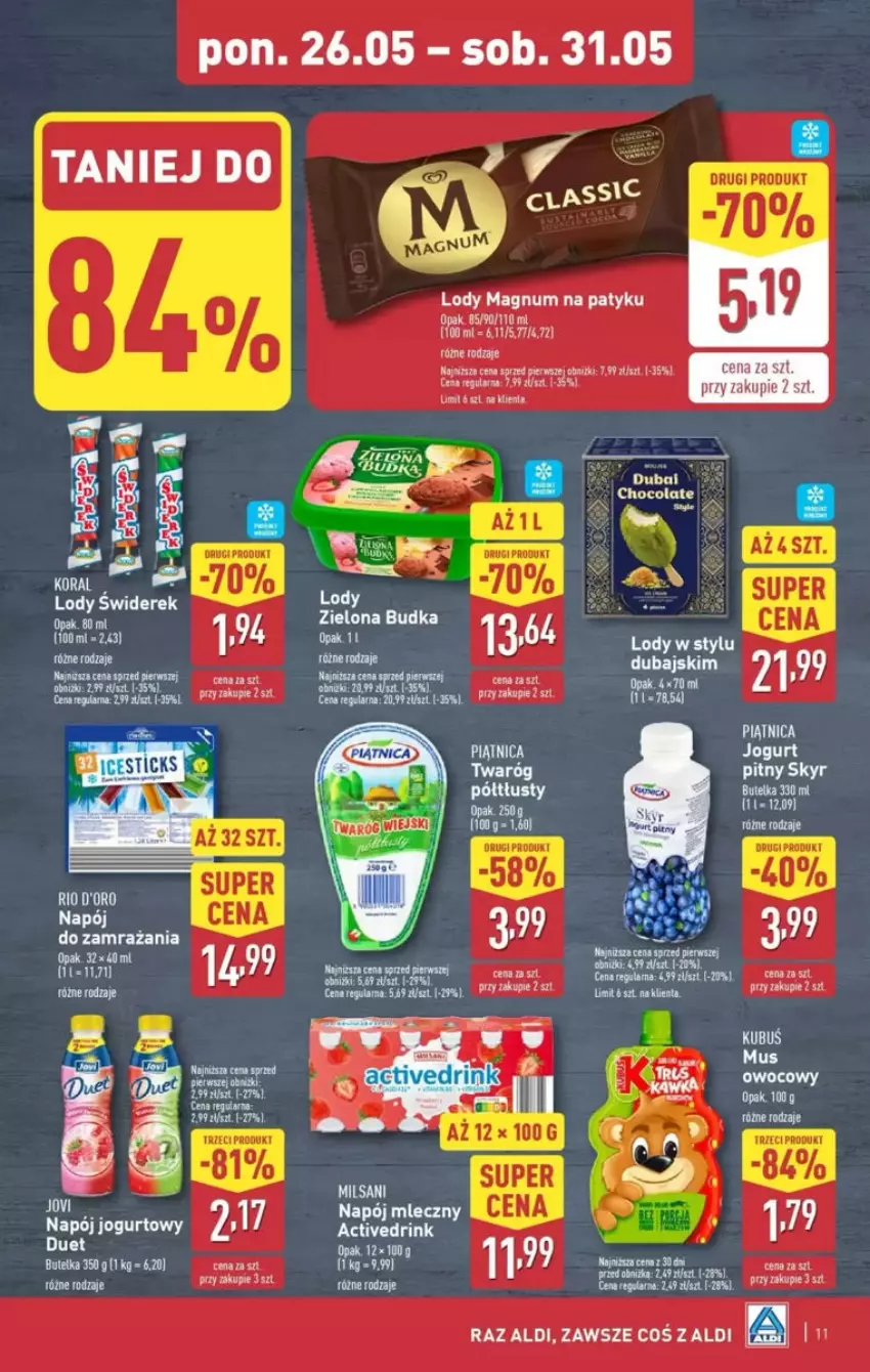 Gazetka promocyjna Aldi - ważna 25.05 do 31.05.2025 - strona 3 - produkty: Gala, Jogurt, LG, Lody, Napój, Napój jogurtowy, Napój mleczny, Piątnica, Rum, Twaróg, Twaróg półtłusty, Zielona Budka