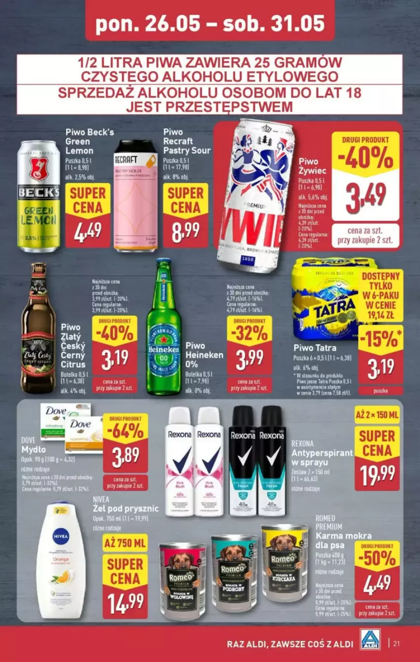 Gazetka promocyjna Aldi - ważna 25.05 do 31.05.2025 - strona 57 - produkty: Gra, Heineken, Piwa, Piwo, Piwo jasne, Tatra