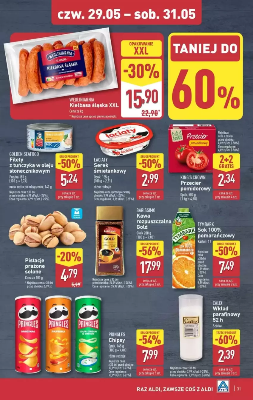 Gazetka promocyjna Aldi - ważna 25.05 do 31.05.2025 - strona 68 - produkty: Chipsy, Gra, Kiełbasa, Kiełbasa śląska, Olej, Ser, Serek, Sok, Tuńczyk, Tymbark