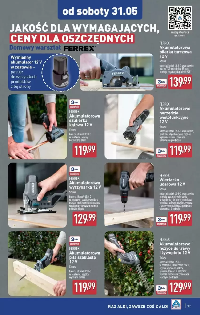 Gazetka promocyjna Aldi - ważna 25.05 do 31.05.2025 - strona 74 - produkty: Akumulator, Bateria, Fa, Kabel USB, Noż, Nożyce, Pilarka tarczowa, Szlifierka, Wyrzynarka