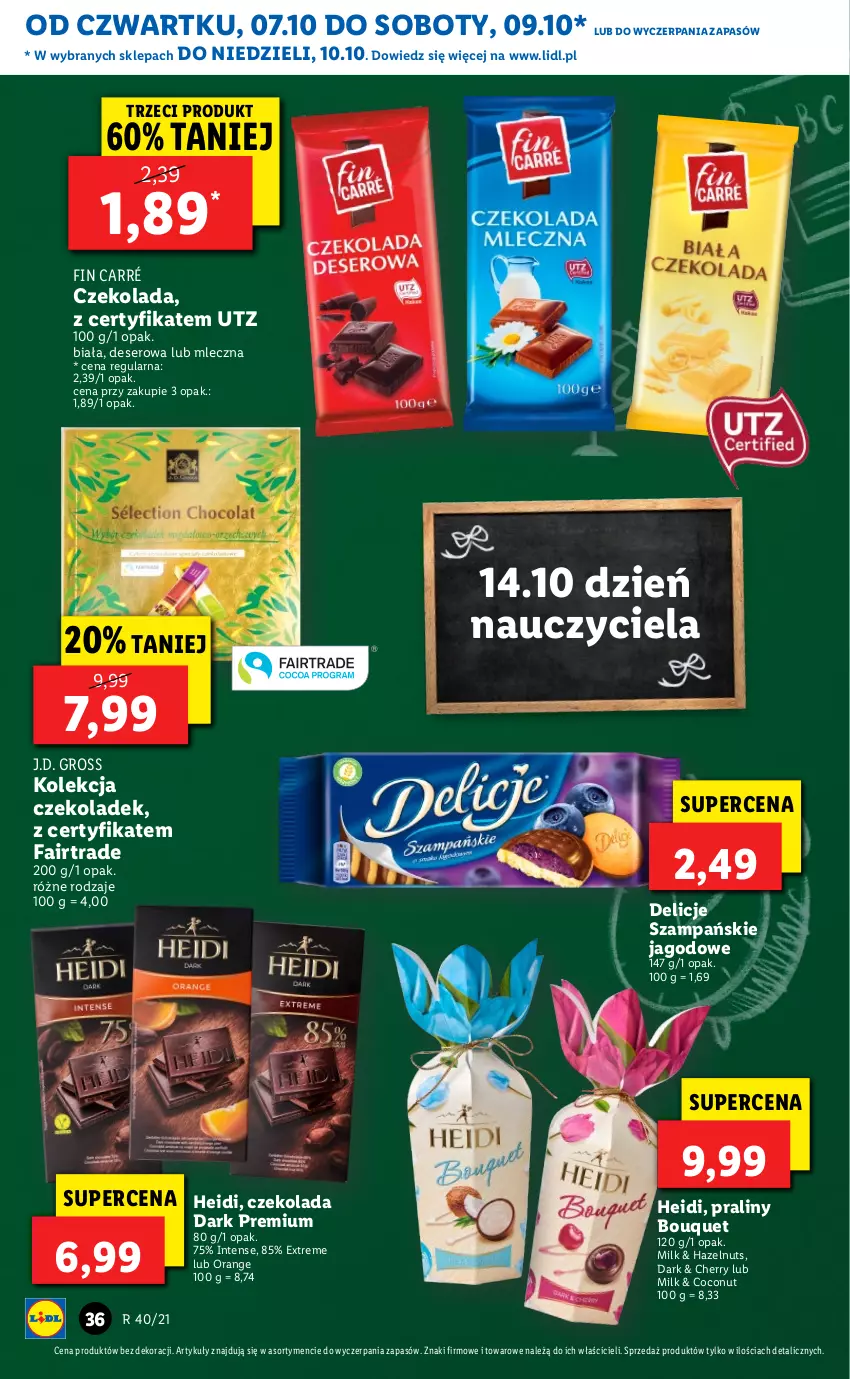 Gazetka promocyjna Lidl - GAZETKA - ważna 07.10 do 10.10.2021 - strona 37 - produkty: Czekolada, Delicje, Deser, Fa, Praliny, Ser