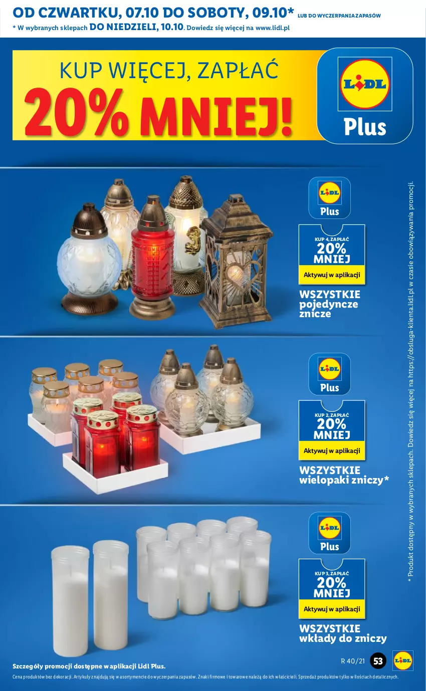 Gazetka promocyjna Lidl - GAZETKA - ważna 07.10 do 10.10.2021 - strona 54 - produkty: Znicz