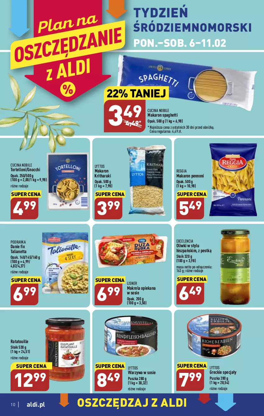 Gazetka promocyjna Aldi - Pełny katalog - ważna 06.02 do 11.02.2023 - strona 10 - produkty: Gnocchi, Lisner, Makaron, Oliwki, Podravka, Sos, Spaghetti, Tortelloni, Warzywa