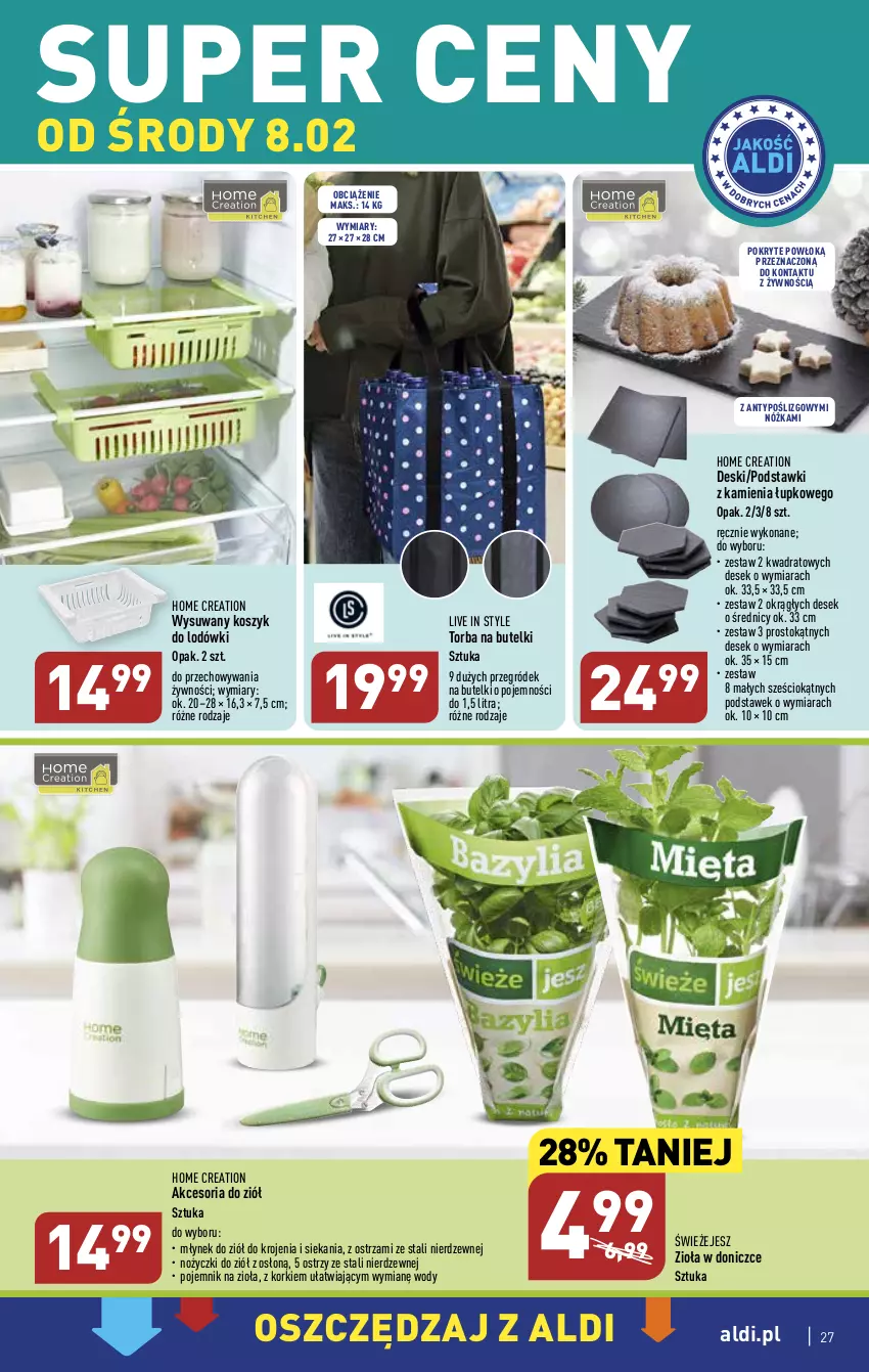 Gazetka promocyjna Aldi - Pełny katalog - ważna 06.02 do 11.02.2023 - strona 27 - produkty: Kosz, Młynek, Noż, Nożyczki, Pojemnik, Torba, Zioła w doniczce