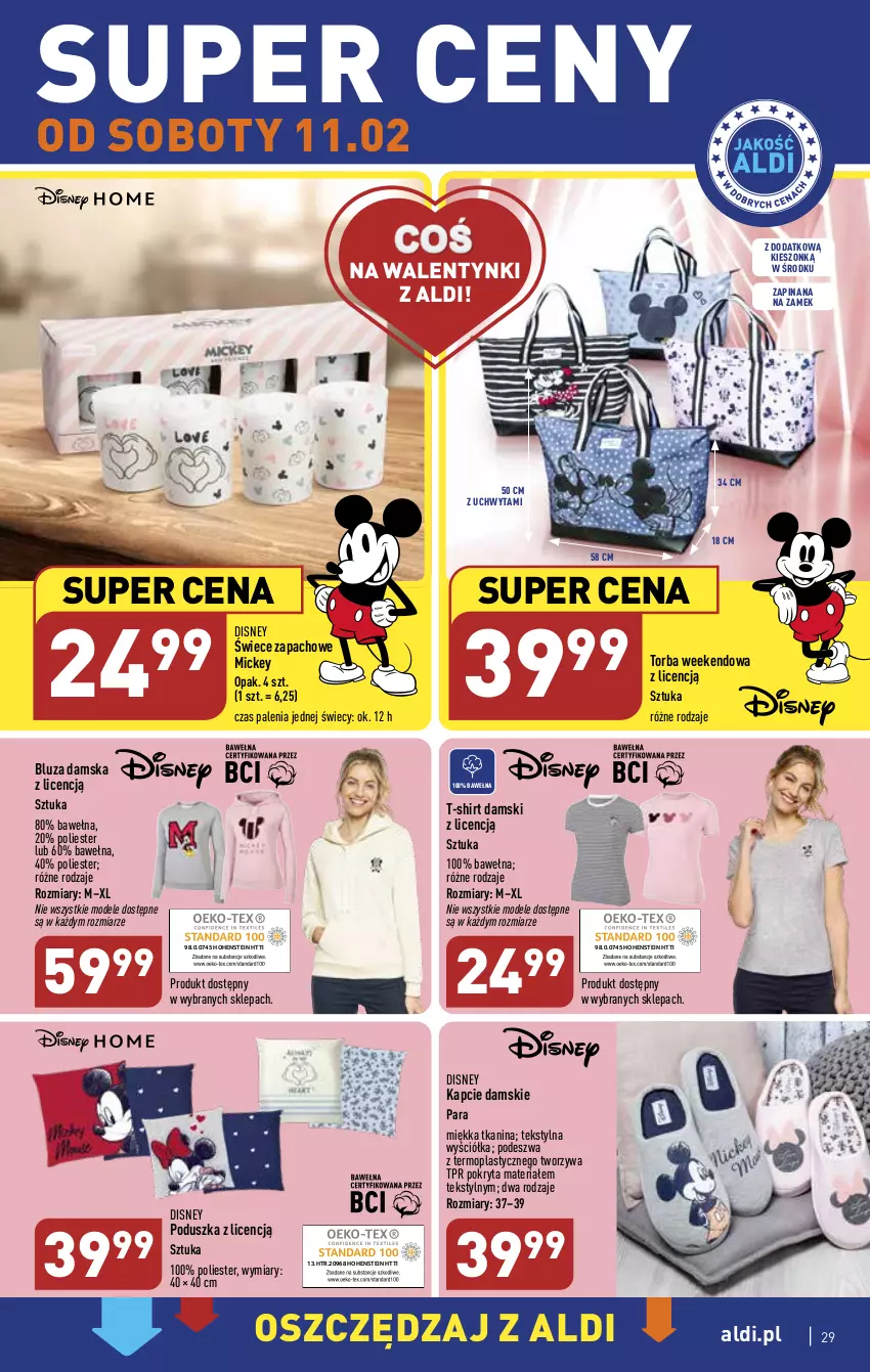 Gazetka promocyjna Aldi - Pełny katalog - ważna 06.02 do 11.02.2023 - strona 29 - produkty: Bluza, Disney, Kapcie, Mop, Poduszka, T-shirt, Torba, Wełna