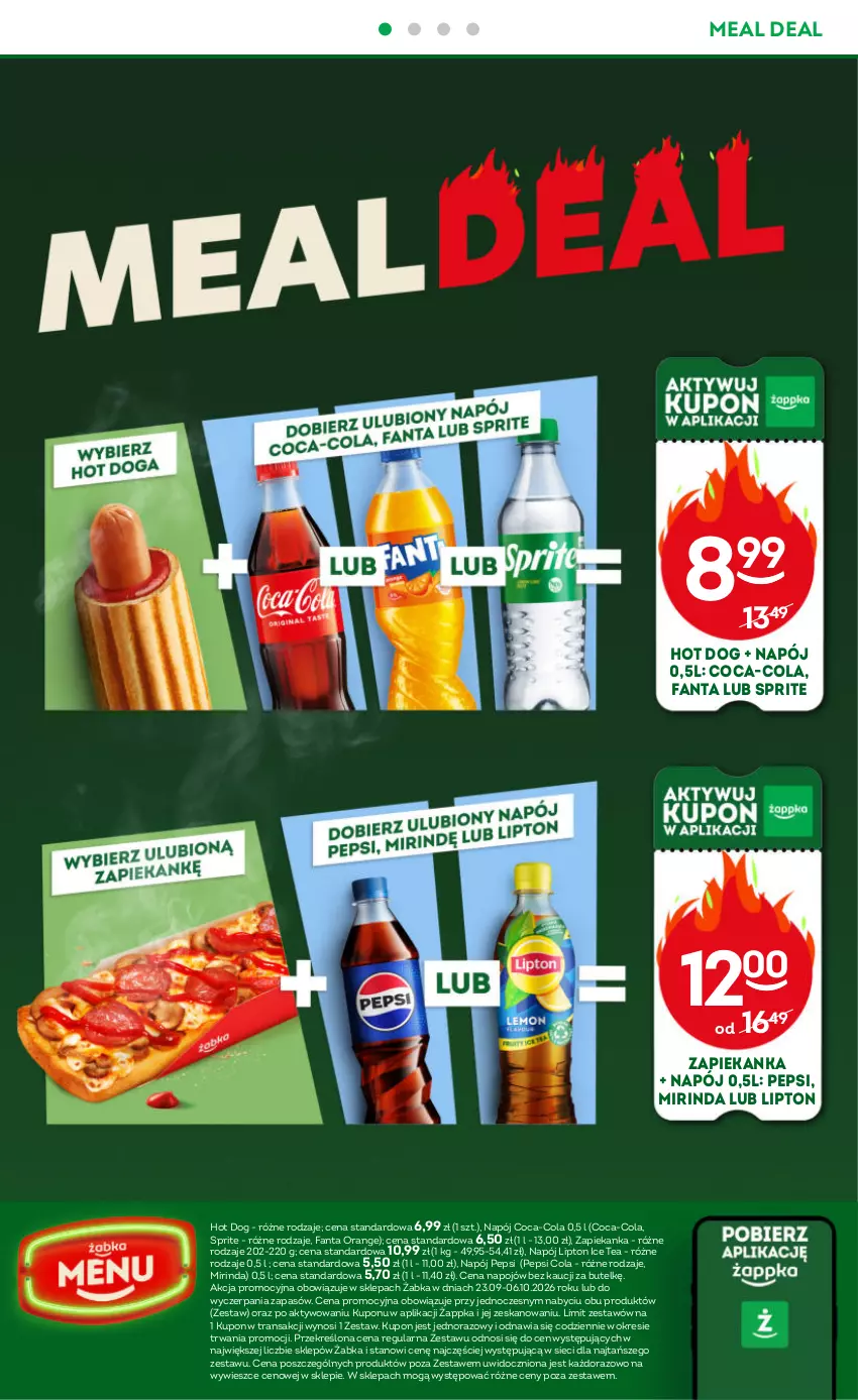 Gazetka promocyjna Żabka - gazetka-promocyjna-39-40-2026 - ważna 23.09 do 06.10.2026 - strona 56 - produkty: Coca-Cola, Fa, Fanta, Hot dog, Ice tea, Lipton, Mirinda, Napój, Pepsi, Sprite, Tran, Zapiekanka