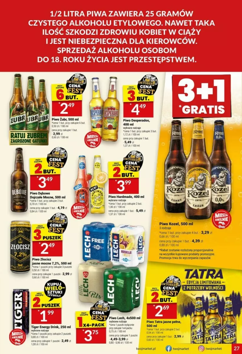 Gazetka promocyjna Twoj Market - ważna 18.10 do 24.10.2023 - strona 20 - produkty: Piwo, Por, Tiger