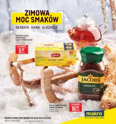 Gazetka promocyjna Makro - [Oferta promocyjna] Zimowa Moc Smaków - Gazetka - ważna od 08.02 do 08.02.2021 - strona 1 - produkty: Kawa rozpuszczalna, Kawa, Herbata czarna, Jacobs Krönung, Lipton, Alkohole, Jacobs, Herbata