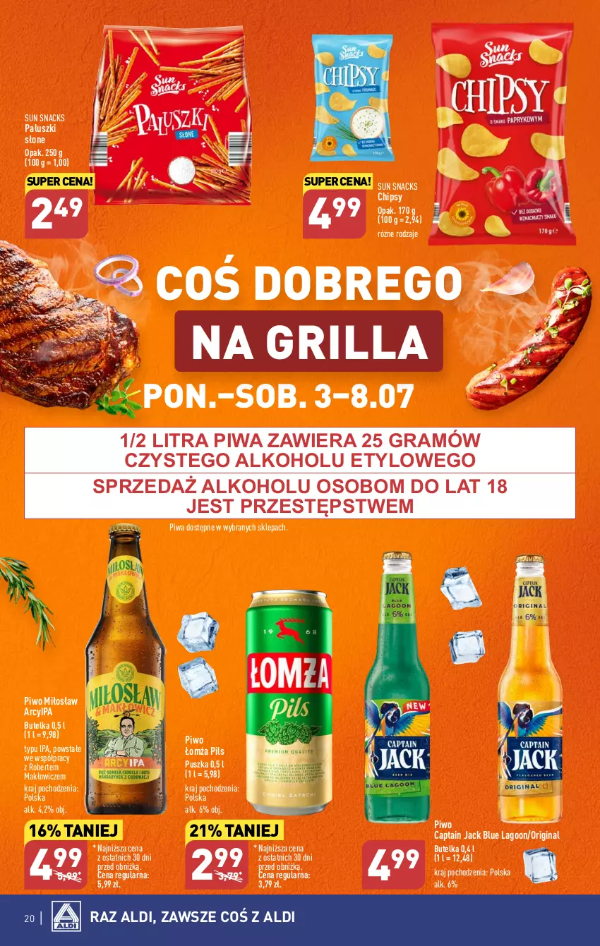 Gazetka promocyjna Aldi - Pełen katalog od 3.07 - ważna 03.07 do 08.07.2023 - strona 20 - produkty: Captain Jack, Chipsy, Gin, Gra, Grill, Piwa, Piwo