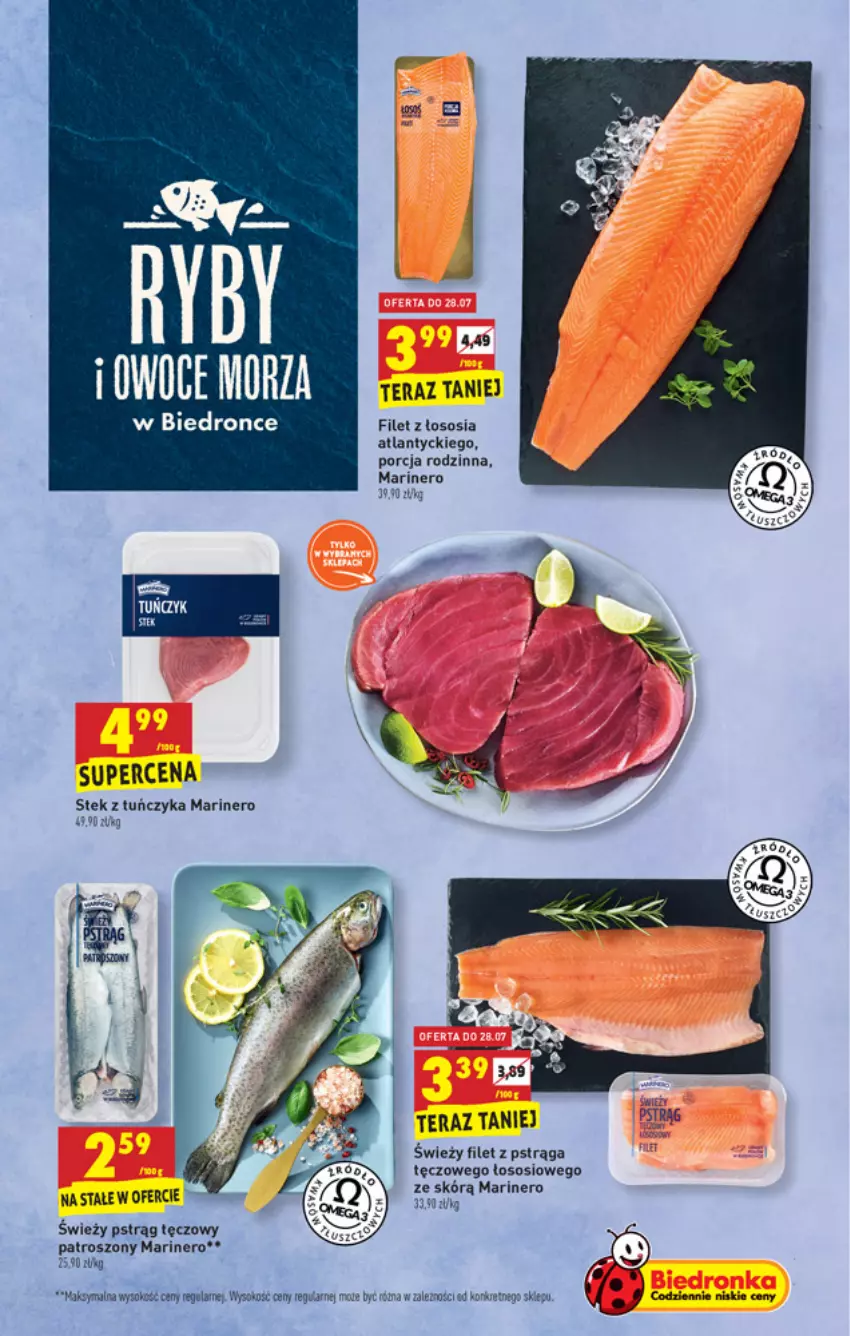 Gazetka promocyjna Biedronka - ważna 26.07 do 31.07.2021 - strona 19 - produkty: Filet z pstrąga, Kret, Por, Pstrąg, Pstrąg tęczowy, Sok, Sos, Stek, Tera, Tuńczyk