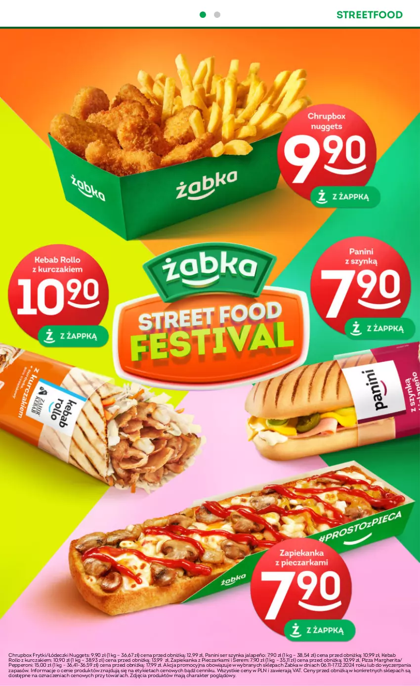 Gazetka promocyjna Żabka - ważna 20.11 do 03.12.2024 - strona 4 - produkty: Frytki, Kebab, Kret, Kurczak, Piec, Pieczarka, Pizza, Pizza margherita, Ser, Szynka, Zapiekanka