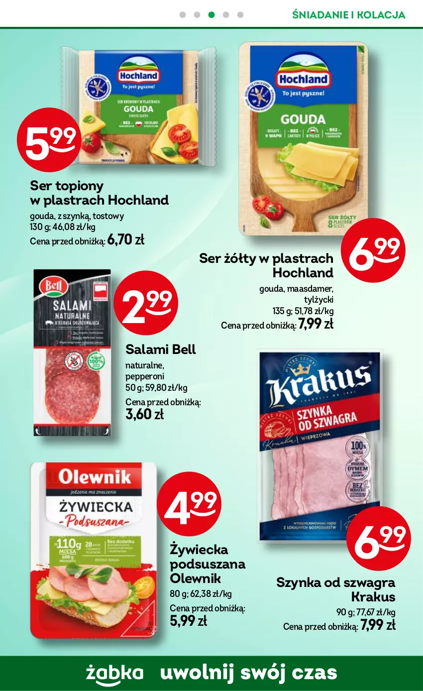 Gazetka promocyjna Żabka - ważna 20.11 do 03.12.2024 - strona 44 - produkty: Bell, Gouda, Gra, Hochland, Krakus, Maasdam, Olewnik, Salami, Ser, Ser topiony, Szynka, Top