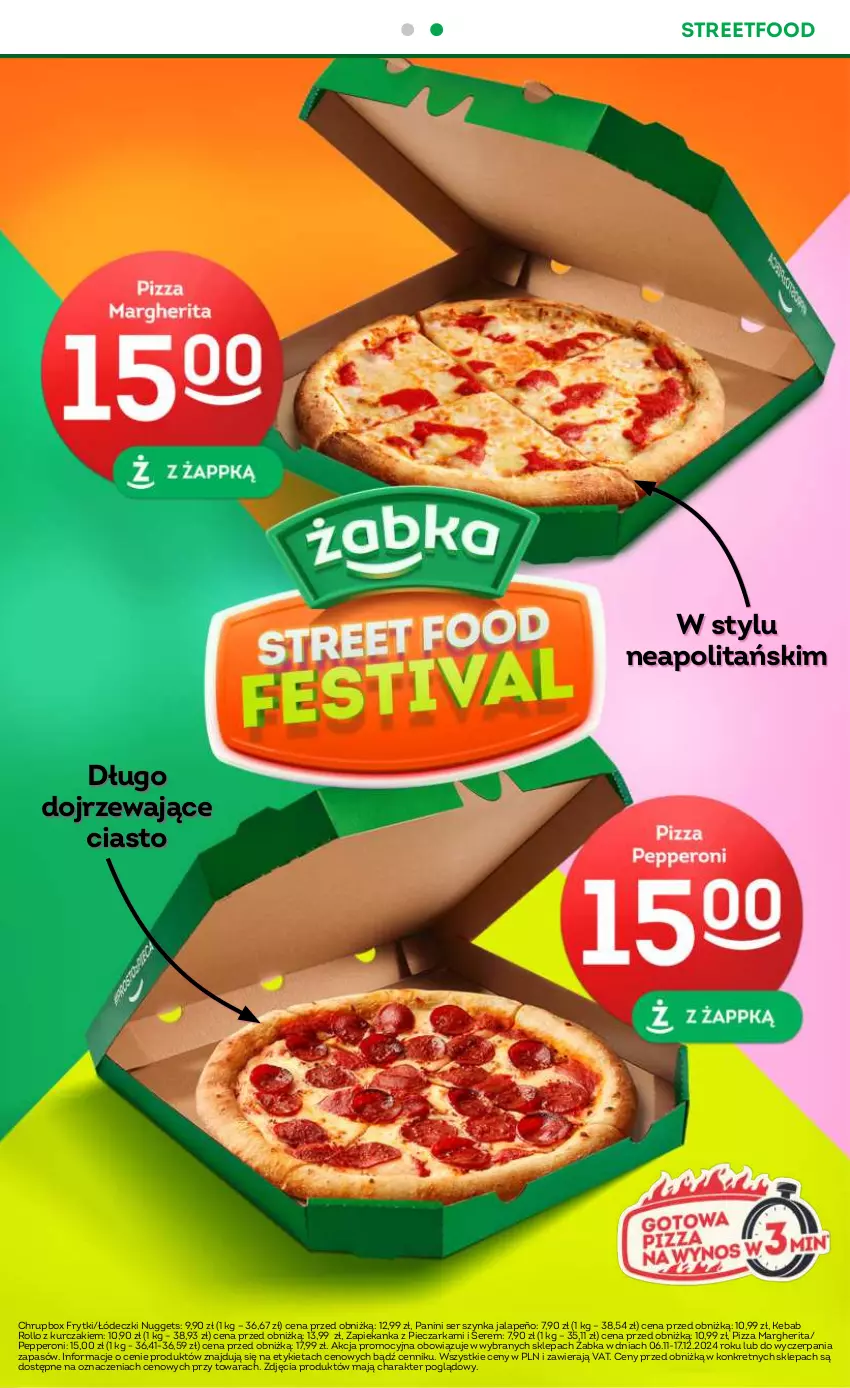 Gazetka promocyjna Żabka - ważna 20.11 do 03.12.2024 - strona 5 - produkty: Frytki, Kebab, Kret, Kurczak, Piec, Pieczarka, Pizza, Pizza margherita, Ser, Szynka, Zapiekanka