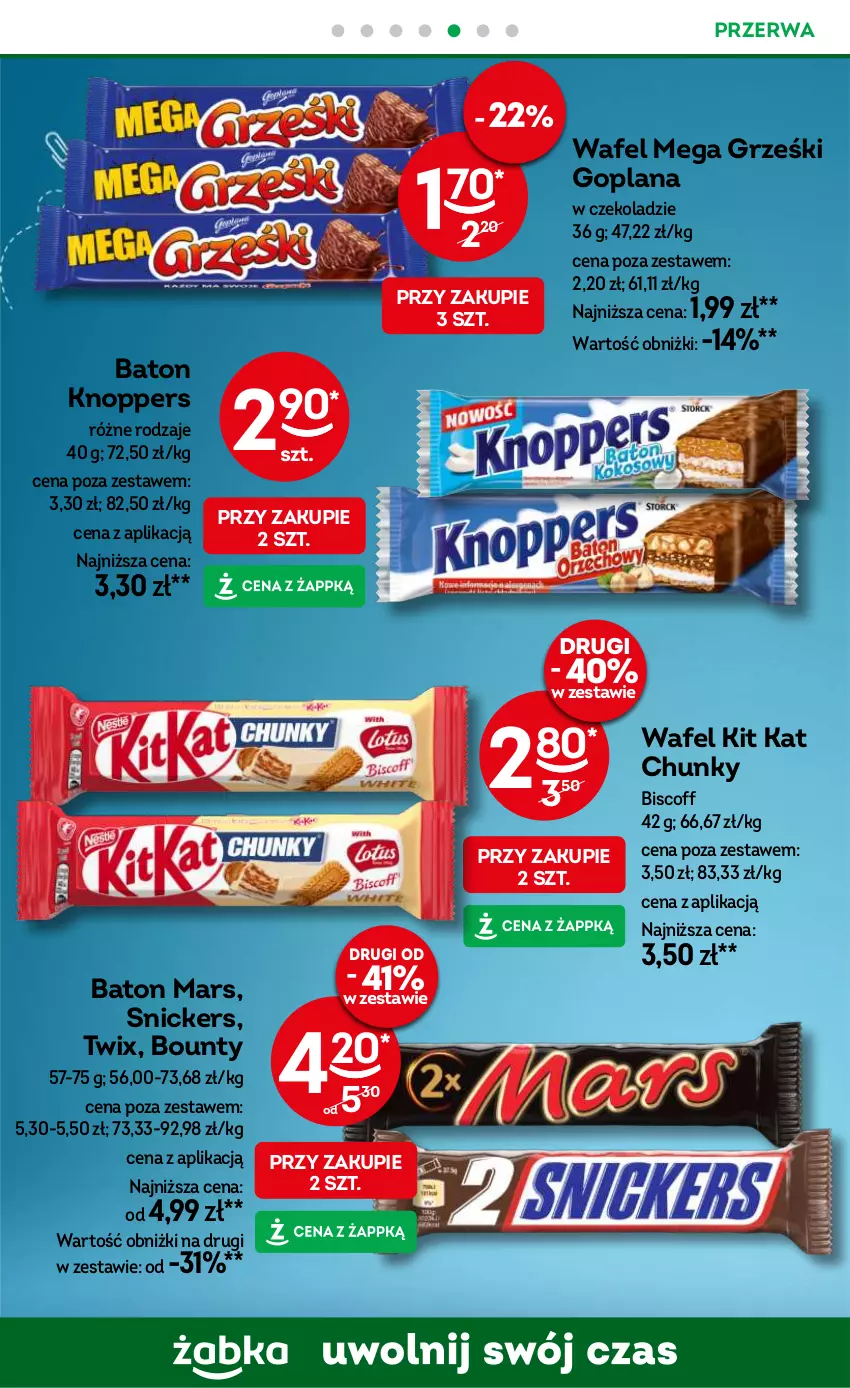 Gazetka promocyjna Żabka - ważna 20.11 do 03.12.2024 - strona 55 - produkty: Baton, Bounty, Goplana, Grześki, Kit Kat, Knoppers, LANA, Mars, Snickers, Twix