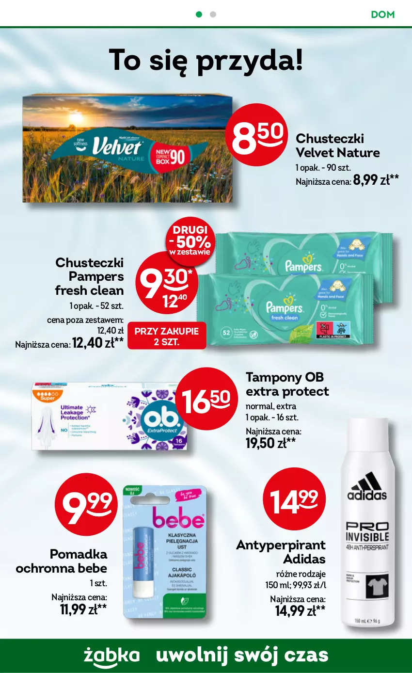 Gazetka promocyjna Żabka - ważna 20.11 do 03.12.2024 - strona 66 - produkty: Adidas, Chusteczki, Pampers, Tampony, Velvet